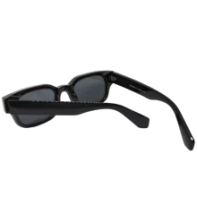 Unisex Black Square Sunglasses UV400 Protection + Case - Black - View 5