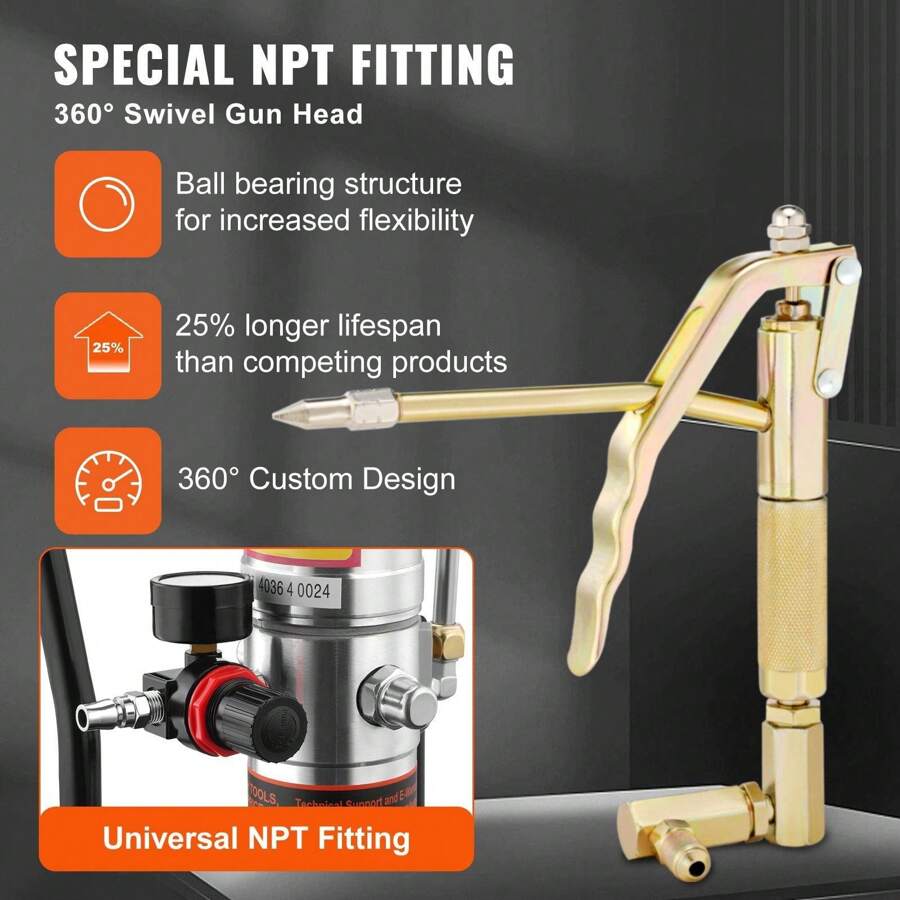 HighPerformance 501 Air Operated Grease Pump With 13ft Hose & 360