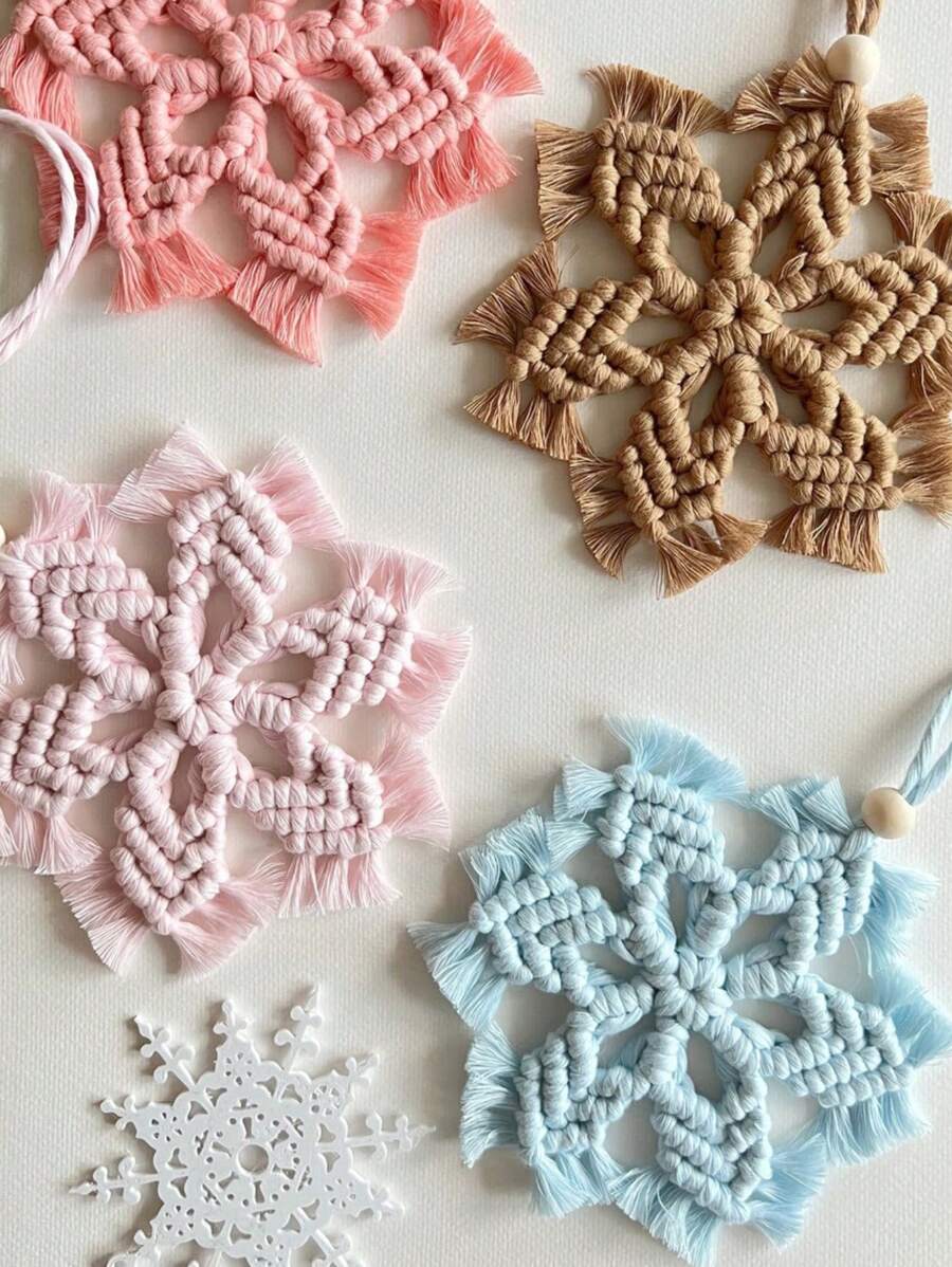 1 波西米亚手工编织吊坠雪花五角星墙面装饰礼物、家居装饰、房间装饰、墙面装饰 - 多色 - 查看 1