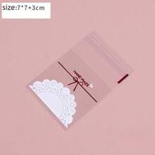 100 个自封包装袋，手工制作的食品礼品袋，带蕾丝蝴蝶结装饰 - 彩色 - 查看 11