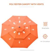 Outsunny 9FT 3 Tiers Patio Umbrella Outdoor Market Umbrella With Crank, Push Button Tilt For Deck, Backyard And Lawn, Orange - Orange+Polyester as Pic - View 8