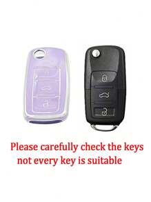 Luxury Purple Diamond Teddy Bear Keychain + Car Violet Anti-Drop Key Cover, Suitable For Vw/Passat/Teana/Sagitar/Superb/Douqi Yakkie/C-Trek/Xinrui Special Use