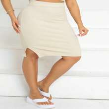 Unmissable New Arrival: Beautiful Ribana Skirt Versatility Modern Style - Màu Khaki - Xem 2