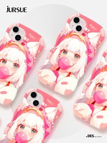 JURSUE 时尚美学可爱防震软手机壳适用于 iPhone 16 15 14 13 12 11 Pro Max SE 2020 X XR XS 8 7 Plus Z1441Q - 粉色 - 查看 4