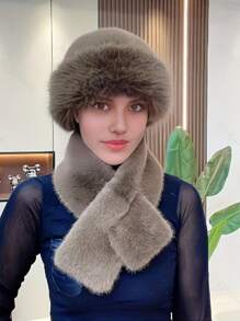 两件套户外休闲服饰 - 女士围脖和蒙古风帽子，时尚休闲装，情人节礼物 - 帽子+圍巾 - 查看 7