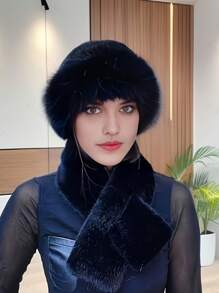 两件套户外休闲服饰 - 女士围脖和蒙古风帽子，时尚休闲装，情人节礼物 - 帽子+圍巾 - 查看 5