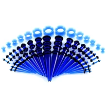 SWANJO 50pcs Acrylic Transparent Purple Ear Taper Ear Gauges Stretching Kits 14g-00g - 50pcs Set - View 13