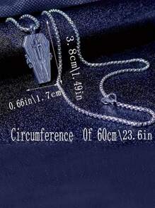 1 件复古骷髅十字架和棺材形吊坠项链，朋克街头风格男士日常佩戴 - 復古銀色 - 查看 3