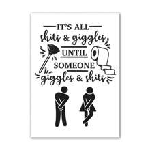 1 件墙壁艺术帆布画有趣的厕所男孩黑白北欧海报和印刷品墙壁画适用于客厅浴室俱乐部装饰无框 - 彩色 - 查看 15