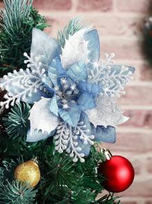 5 pièces de fleurs de Noël artificielles scintillantes, ornements d'arbre de Noël Joyeux Noël, fleurs de Noël artificielles, décoration du Nouvel An heureux, Noël