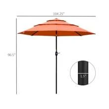 Outsunny 9FT 3 Tiers Patio Umbrella Outdoor Market Umbrella With Crank, Push Button Tilt For Deck, Backyard And Lawn, Orange - Orange+Polyester as Pic - View 3