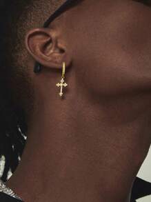 1 Pair Street Style Hip Hop Cross Rhinestone Accessories - Earrings - View 2