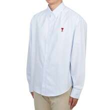 Camisa de manga larga oversized con rayas y logo en forma de corazón en blanco y azul claro - Azul - Ver 2