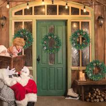 VA-Cerulean Fir Garland 3m 5m 8m Christmas Garland, Christmas Garland With Lighting, Christmas Decoration Garlands With Red Berries And Pine Cones, For Indoor And Outdoor Decoration Of Doors, Walls And Stairs - B型-300cm - 查看 2