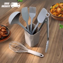 Silicone Kitchen Utensils Silicone Kit 7 Pieces Kitchen Organizer Home - 灰色 - 查看 4