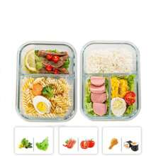 Madebyblanc 1pc Microwave Can Heat Glass Lunch Boxes For Office Workers, Lunch Boxes For Refrigerators, And Large Capacity Fresh-Keeping Bowls With Rice And Meal Boxes,Kitchen,Christmas Gift