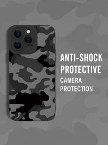 1 件时尚 2D 图案简约渐变色保护软手机壳，黑色哑光饰面，兼容 Apple & - 黑色 - 查看 5