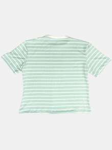 K&K FASHION SHEIN Basic Striped T-Shirt Blouse - Green Water - View 7