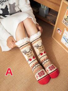 1 đôi tất chống trượt bằng len dày mùa đông cho nữ, Giáng sinh - Nhiều màu - Xem 5