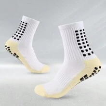 2 Pairs Sports Outdoor Men's Soccer Socks Anti Slip Non-Slip Gripper Pads For Football Basketball Sports With Grippers Socks - 黑與白 - 查看 4