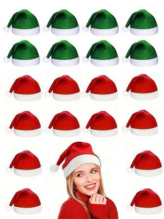 20pcs Unisex Y2K Style Holographic Christmas Hat, Fashion & Versatile, Suitable For Christmas Outdoor Wear