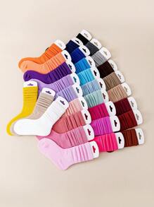 10 Pairs/Set Children's Casual Solid Color Socks, Girls' Candy-Colored Cute Pink Sweet Princess Style Socks, Versatile Four-Season Children's Socks,Random Colors