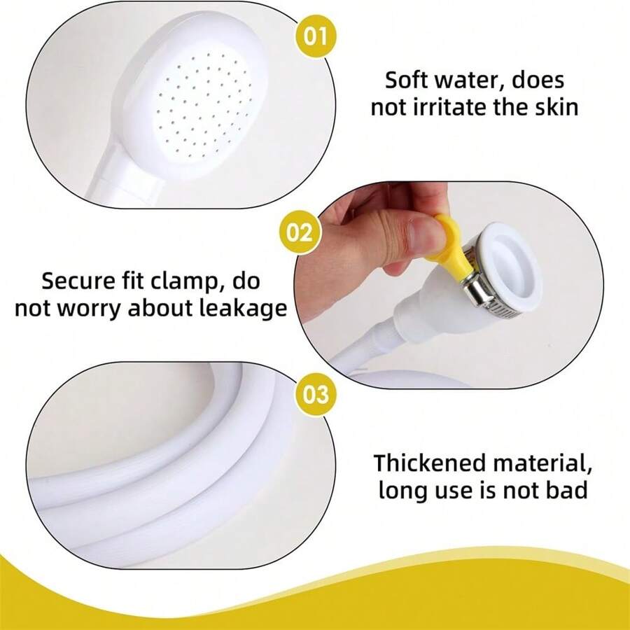 蛇口用ハンドシャワーヘッド 取り付け式 ラバーホース 1.3m 犬用シャワー バスルーム キッチン 白色 SHEIN JAPAN