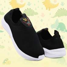 Dino Baby Comfortable Lace-Up Children's School Shoes - 黑色 - 查看 2
