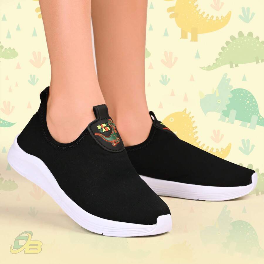 Dino Baby Comfortable Lace-Up Children's School Shoes - 黑色 - 查看 1
