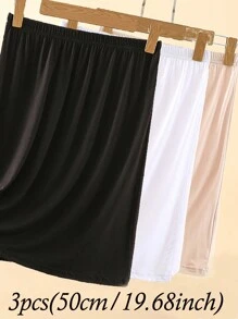 3 Pcs/1 Pc Women's Waist Slimming, Static-Resistant Half Slip Underskirt With Adjustable Elastic Waistband, Multi-Size & Color Options Summer, School Fall, Autumn, Halloween