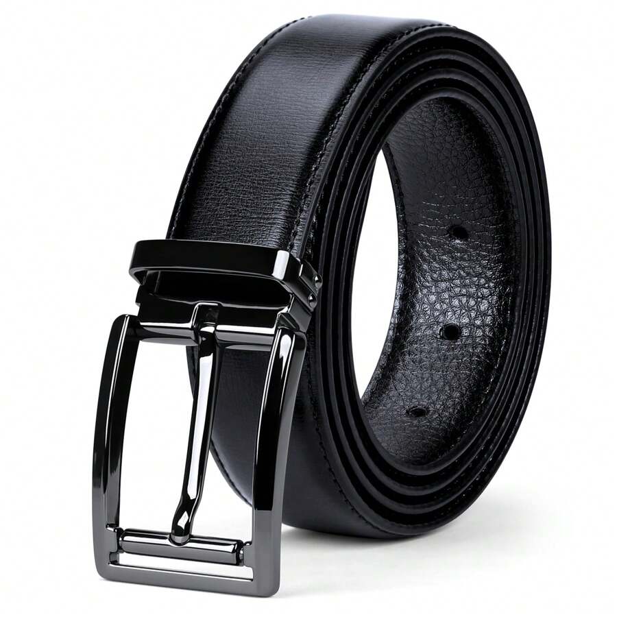 Belt Men Adjustable Leather Leather Belt Men 32mm Wide Men Black Belt For Business Suit Jeans Leisure