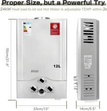 BriSunshine 12LPM Gasdurchlauferhitzer,24KW LPG Durchlauferhitzer mit Super Niedrigem 0,2 bar Startwasserdruck,für Zuhause,Wohnmobile,Kabinen,Scheunen,Geeignet für Propan & Butan