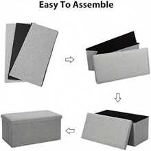 Storage Bench 76x38x38cm Storage Box End Of Bed Storage Bench Storage Bench For Home Living Room Back To School Dormitory Storage - Grey - View 5