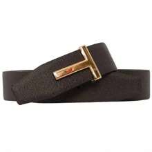 Tom Ford T Buckle Reversible Leather Belt Chocolate Black - 棕色 - 查看 1