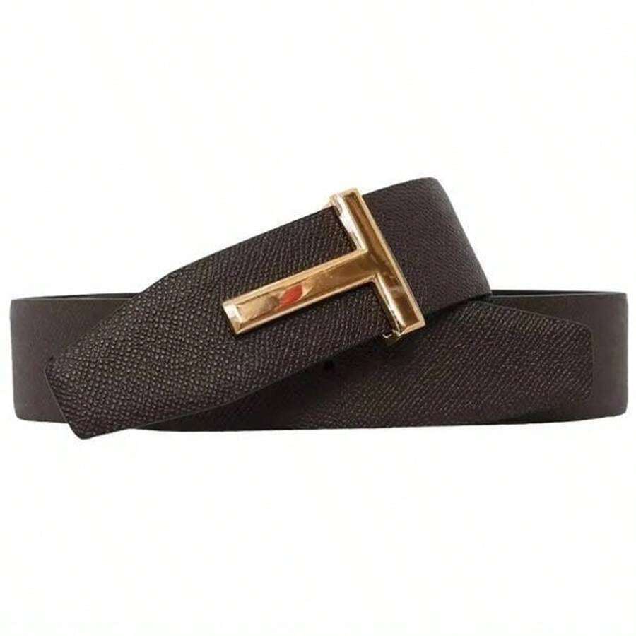 Tom Ford T Buckle Reversible Leather Belt Chocolate Black - 棕色 - 查看 1