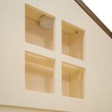 MISSUNNY Full Size Wood Platform Bed With House-Shaped Headboard And Built-In LED, Walnut+Milk White