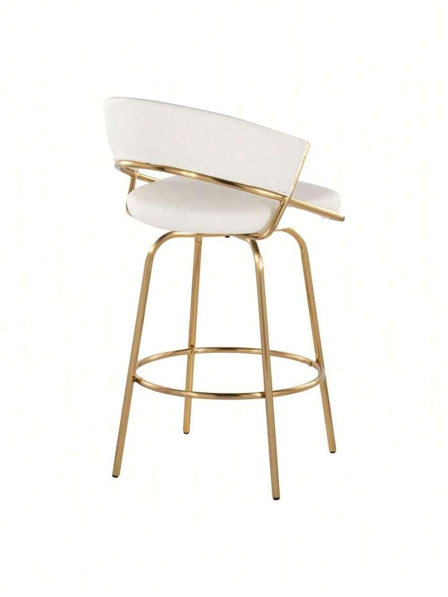 Jie FixedHeight Contemporary Counter Stool With Swivel In Gold Metal