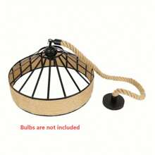 1pc Linen Rope Pendant Lamp, Vintage Industrial Style For Loft, Dining Room, Bar, Cafe - Rattan Chandelier - View 13