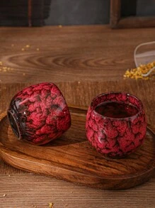 1pc Kiln Change Ceramic Gongfu Tea Cup, Single Ware Tenmoku Glaze Handmade Teacup, Tea Lover Cup Egg-Shaped Small Teabowl - Purple - View 4