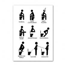 1 件墙壁艺术帆布画有趣的厕所男孩黑白北欧海报和印刷品墙壁画适用于客厅浴室俱乐部装饰无框 - 彩色 - 查看 23