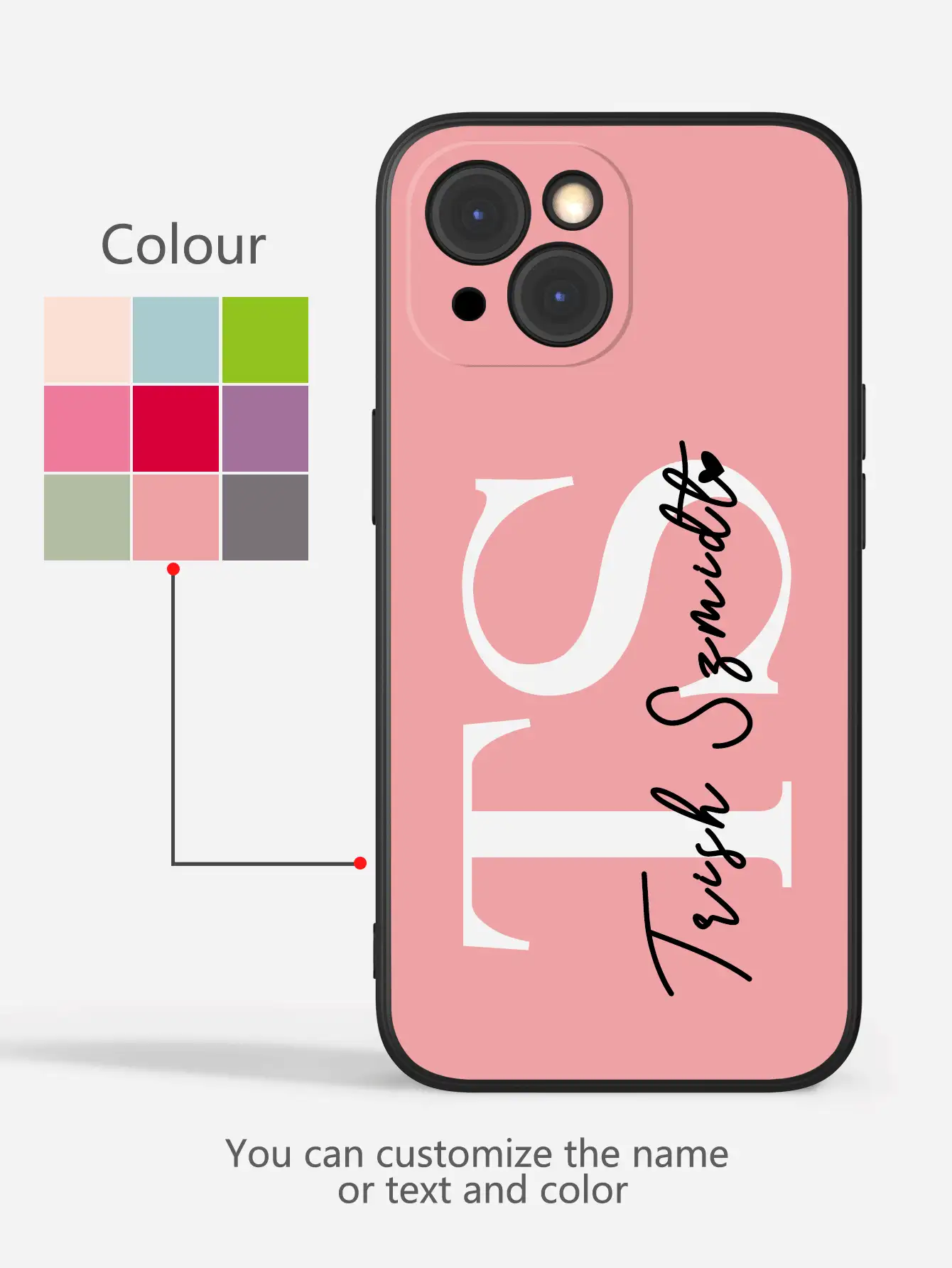 Funda de teléfono personalizada con monograma de 2 iniciales compatible con Apple, carcasa suave y resistente a los golpes, texto personalizado, compatible con iPhone 11 13 15 Pro Max, Galaxy A23/A14/S23 24 Ultra en color caqui, rojo burdeos, azul real, rosa intenso. Diseños lindos, coloridos, elegantes, kawaii personalizados, regalos ideales para él, ella, novio, novia, familia, amigos, abuelos, pareja, para aniversarios, cumpleaños, accesorios de Halloween 2025, teléfonos celulares y accesorios, fundas de teléfono lindas - Negro - Ver 3