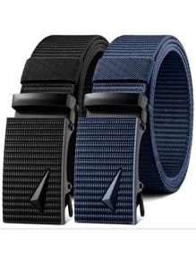 1 条男士帆布腰带，带快速释放扣 - 时尚、可调节，适合牛仔裤和休闲装、农历新年、情人节礼物和日常穿着 - 彩色 - 查看 2