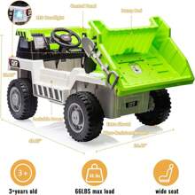Ride On Dump Truck,24V Ride On Car With Remote Control, Kids Electric Car With Remote Control, Ride On Construction Vehicles With Electric Dump Bed And Extra Shovel, Music Player