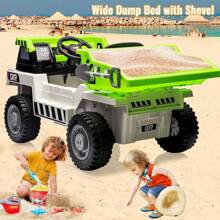 Ride On Dump Truck,24V Ride On Car With Remote Control, Kids Electric Car With Remote Control, Ride On Construction Vehicles With Electric Dump Bed And Extra Shovel, Music Player