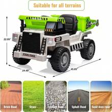 Ride On Dump Truck,24V Ride On Car With Remote Control, Kids Electric Car With Remote Control, Ride On Construction Vehicles With Electric Dump Bed And Extra Shovel, Music Player