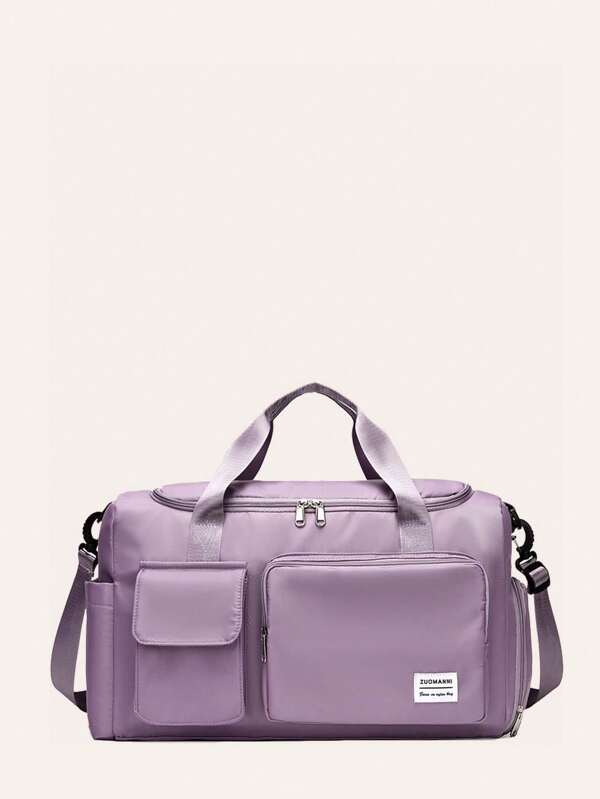 Bolsa de equipaje de mano plegable de nailon sólido con compartimento independiente para zapatos, bolsa de almacenamiento para ropa deportiva, yoga, fitness, bolsa de viaje, bolsa para la escuela, accesorios escolares