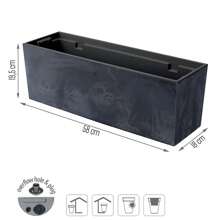 Prosperplast URBI CASE BETON EFFECT 花盆，附水箱，尺寸（毫米）580x180x195，無菸煤色 - 彩色 - 查看 3
