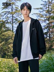 SEMIR Áo khoác co giãn thêu đơn giản cho cặp đôi mùa thu dành cho nam - màu đen - Xem 1