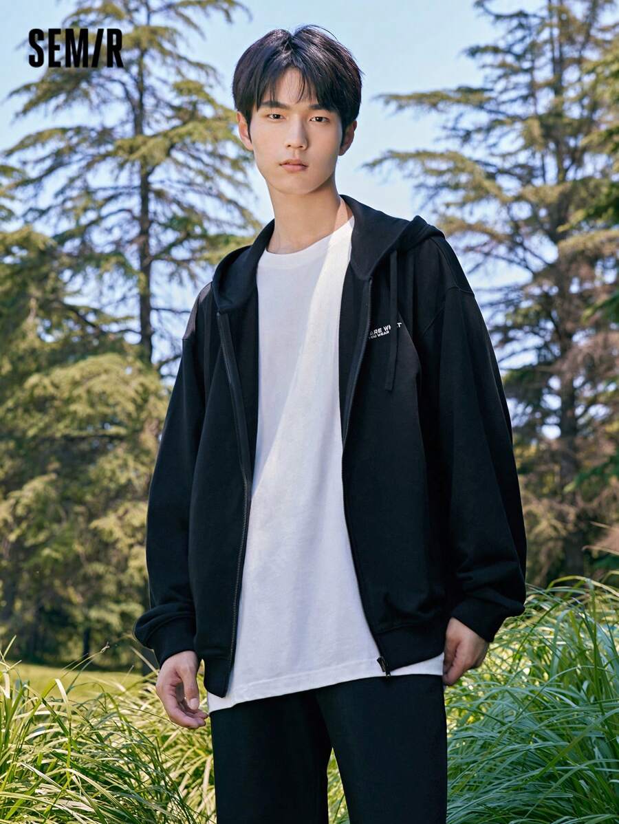 SEMIR Áo khoác co giãn thêu đơn giản cho cặp đôi mùa thu dành cho nam - màu đen - Xem 1