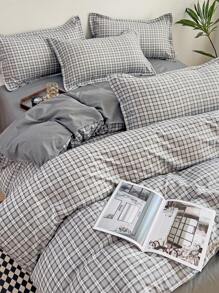 4 件套格子床上用品（1 个羽绒被套、2 个枕套、1 个床单），现代简约风格，无需填充，亲肤舒适，适合单人床/双人床，适合所有季节 - 思慕 - 查看 3